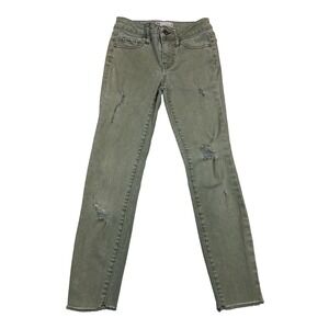 RSQ Baja Ankle Jeans‎ Olive Green Distressed Raw Hem Size 8